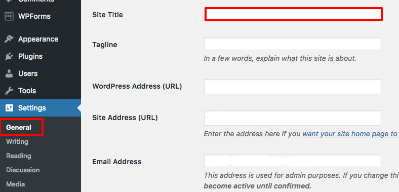 how to create a site title wordpress