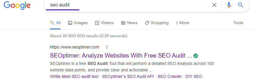 seo audit keyword en la búsqueda de google